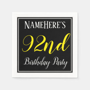 Simple, 92nd Birthday Party w/ Custom Name Napkin
