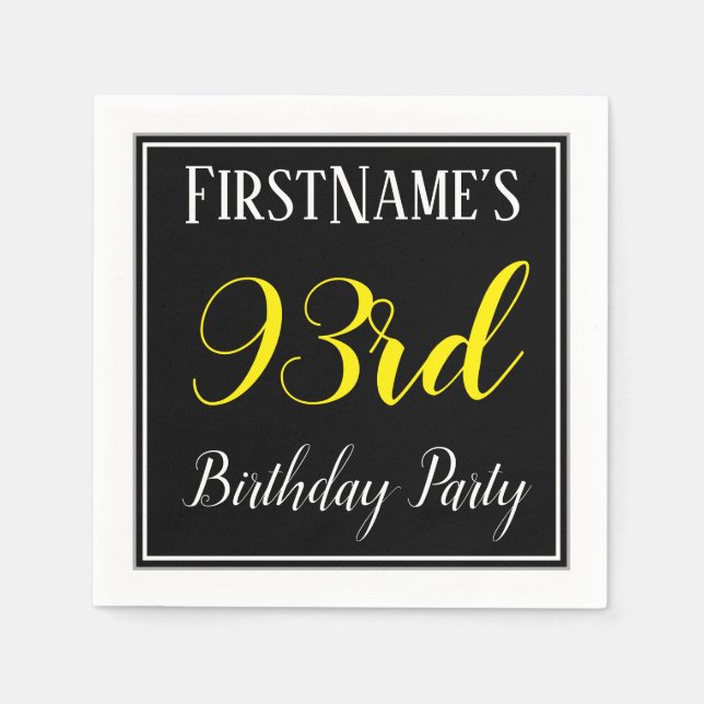 Simple, 93rd Birthday Party w/ Custom Name Napkin (Front)
