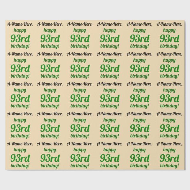 Simple 93rd Birthday Wrapping Paper (Flat)