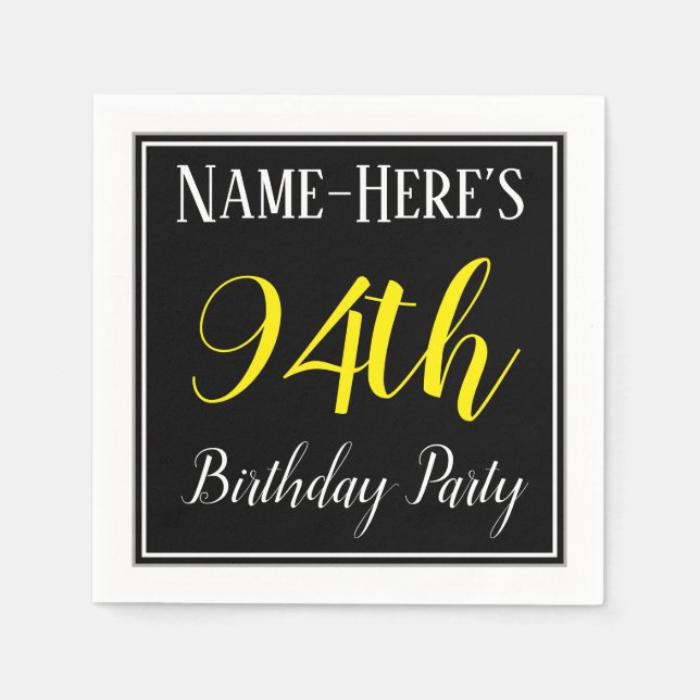 Simple, 94th Birthday Party w/ Custom Name Napkin (Front)