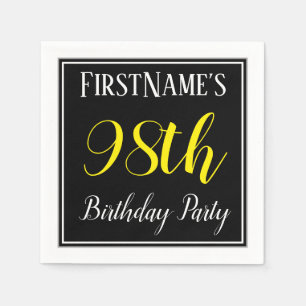 Simple, 98th Birthday Party w/ Custom Name Napkin