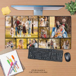 Simple 9 Photo Collage Custom Colour Personalized Desk Mat<br><div class="desc">Create your own custom colour photo desk mat utilizing this easy-to-upload photo collage template featuring 9 pictures of various shapes and sizes and personalized with a name, monogram or text in your choice of font styles and colour. You can delete the sample text to leave blank and choose your own...</div>