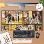 Simple 9 Photo Collage Custom Colour Personalized Desk Mat<br><div class="desc">Create your own custom colour photo desk mat utilizing this easy-to-upload photo collage template featuring 9 pictures of various shapes and sizes and personalized with a name, monogram or text in your choice of font styles and colour. You can delete the sample text to leave blank and choose your own...</div>