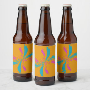 Simple Abstract Butterfly Flight Messy Pattern Beer Bottle Label