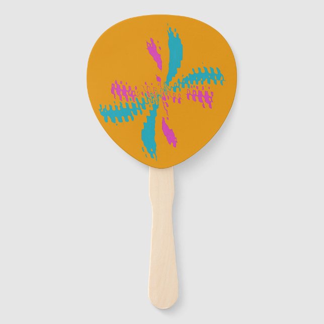 Simple Abstract Butterfly Flight Messy Pattern Hand Fan (Front)