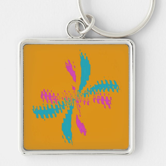 Simple Abstract Butterfly Flight Messy Pattern Keychain (Front)