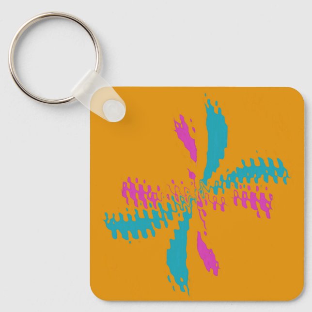 Simple Abstract Butterfly Flight Messy Pattern Keychain (Front)