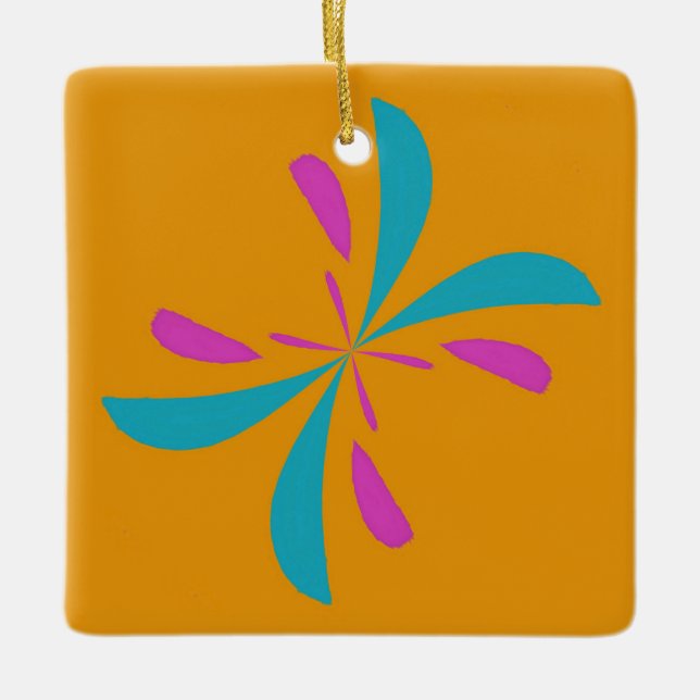 Simple Abstract Butterfly Flight Pattern Ceramic Ornament (Front)