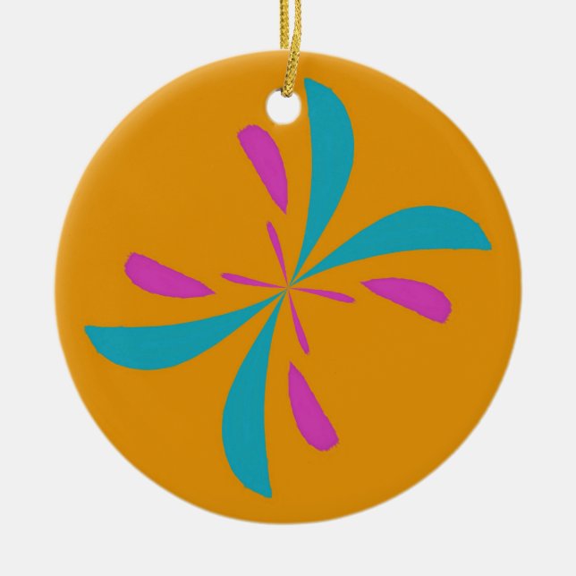 Simple Abstract Butterfly Flight Pattern Ceramic Ornament (Front)