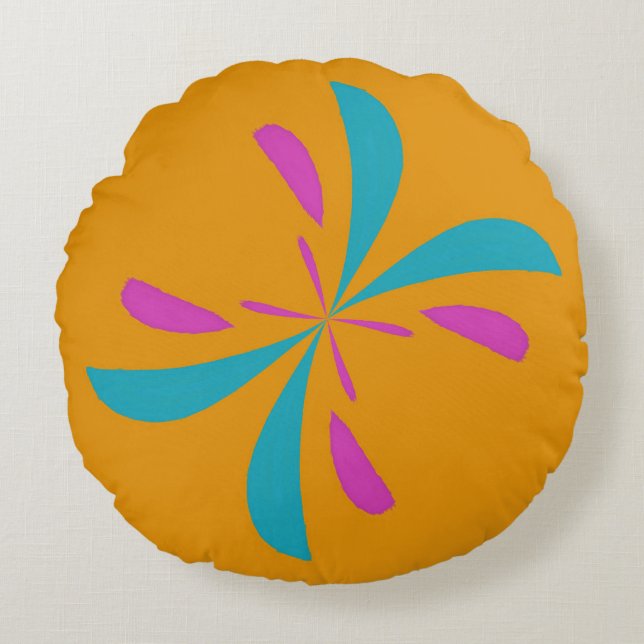 Simple Abstract Butterfly Flight Pattern Round Pillow (Front)