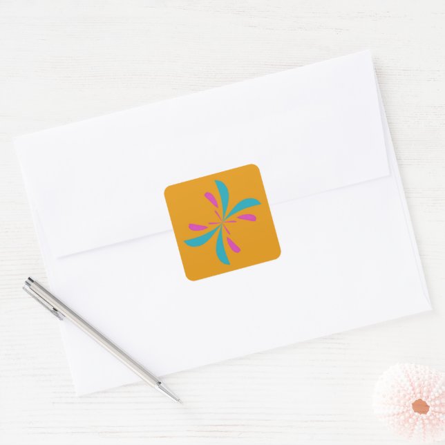 Simple Abstract Butterfly Flight Pattern Square Sticker (Envelope)