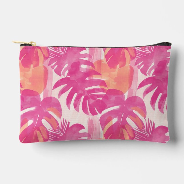 Simple abstract pattern with leaves of monstera, f accessory pouch (Front)