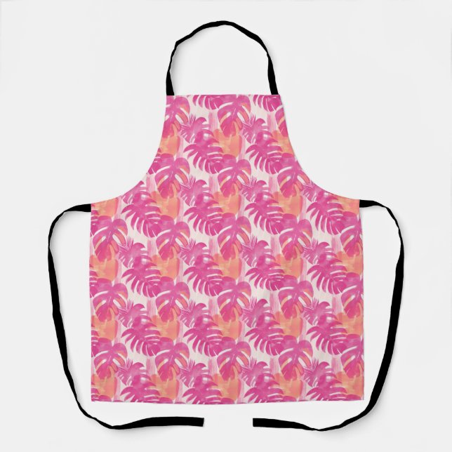 Simple abstract pattern with leaves of monstera, f apron (Front)