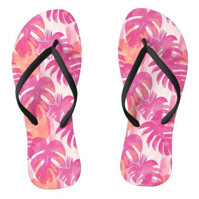 Simple abstract pattern with leaves of monstera, f flip flops (Footbed)
