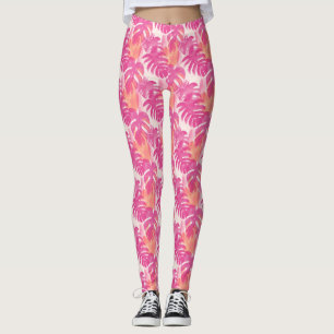 Simple abstract pattern with leaves of monstera, f leggings