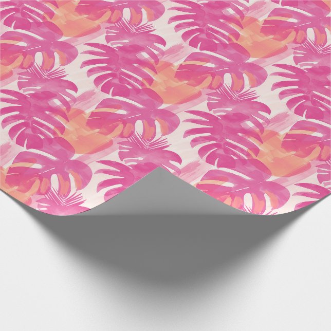 Simple abstract pattern with leaves of monstera, f wrapping paper (Corner)