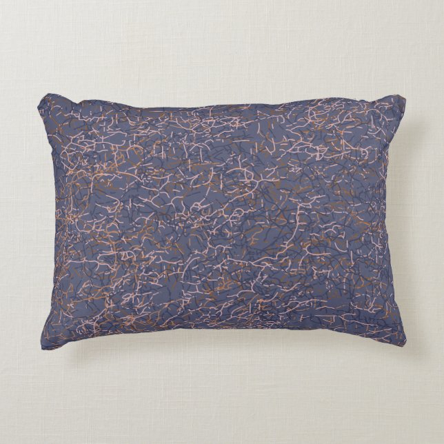 Simple Abstract Thread Art Blue Pattern Accent Pillow (Front)