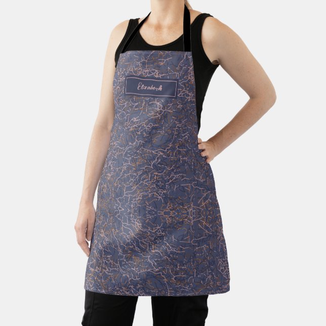 Simple Abstract Thread Art Blue Pattern Apron (Insitu)