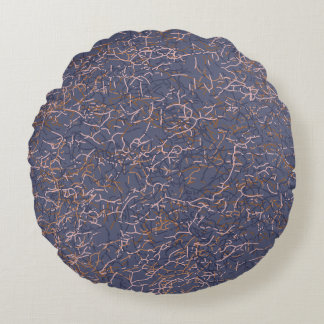 Simple Abstract Thread Art Blue Pattern Round Pillow