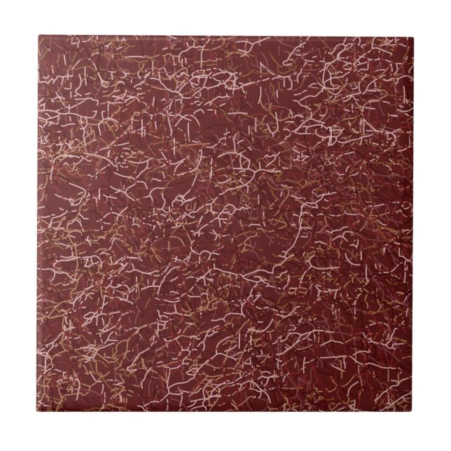 Simple Abstract Thread Art Red Pattern Tile (Front)