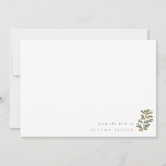 Simple Acorns & Leaves Fall Personalized Card (Front)