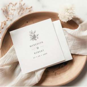 Simple Acorns & Pinecone Fall Wedding Names Napkin