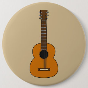 Simple Acoustic Guitar Cartoon 6 Inch Round Button