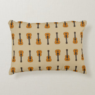 Simple Acoustic Guitar Cartoon Accent Pillow