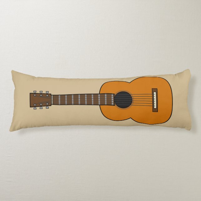Simple Acoustic Guitar Cartoon Body Pillow (Front)