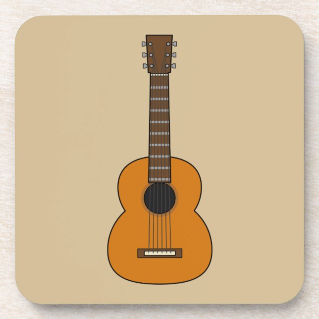 Simple Acoustic Guitar Cartoon Coaster (Front)