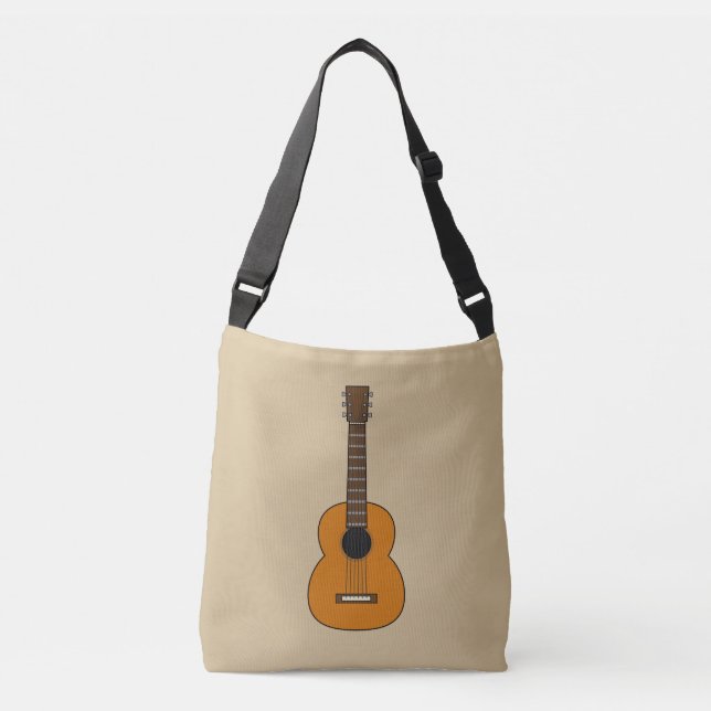 Simple Acoustic Guitar Cartoon Crossbody Bag (Front)