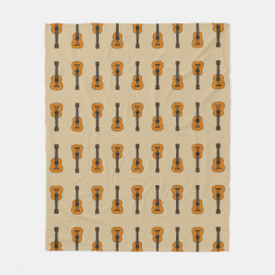 Simple Acoustic Guitar Cartoon Fleece Blanket