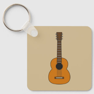 Simple Acoustic Guitar Cartoon Keychain