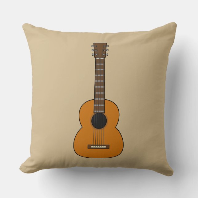 Simple Acoustic Guitar Cartoon Throw Pillow (Front)