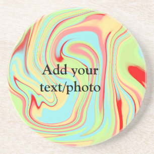 Simple acrylic pour marble add your text name cust coaster