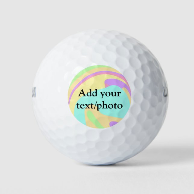 Simple acrylic pour marble add your text name cust golf balls (Front)
