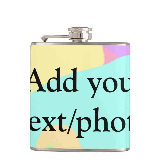 Simple acrylic pour marble add your text name cust hip flask (Front)