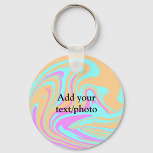 Simple acrylic pour marble add your text name cust keychain