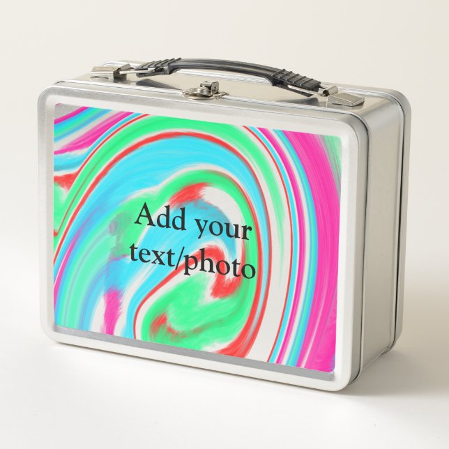 Simple acrylic pour marble add your text name cust metal lunch box (Front)