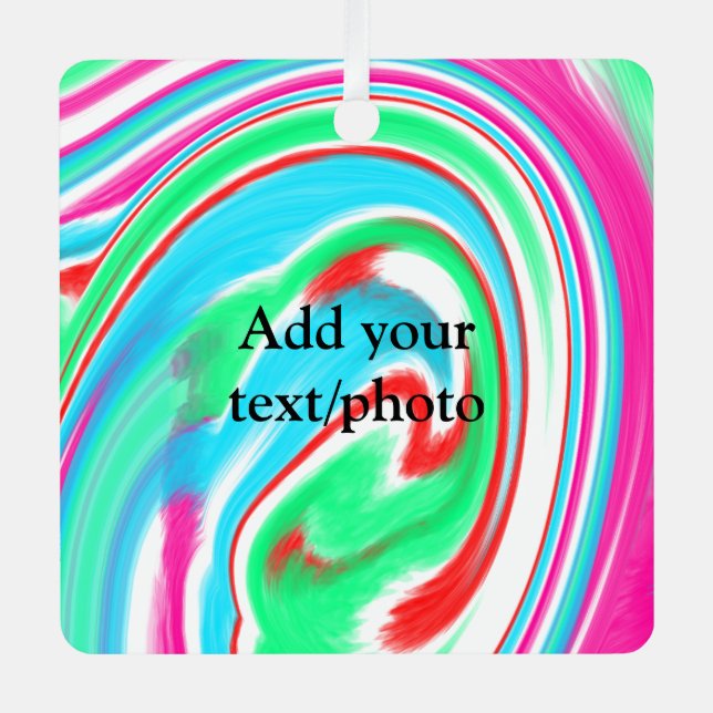 Simple acrylic pour marble add your text name cust metal ornament (Front)