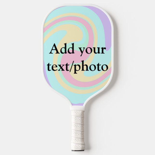 Simple acrylic pour marble add your text name cust pickleball paddle (Front)