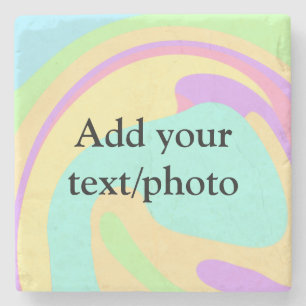 Simple acrylic pour marble add your text name cust stone coaster