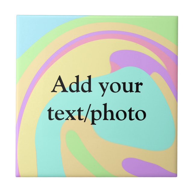 Simple acrylic pour marble add your text name cust tile (Front)