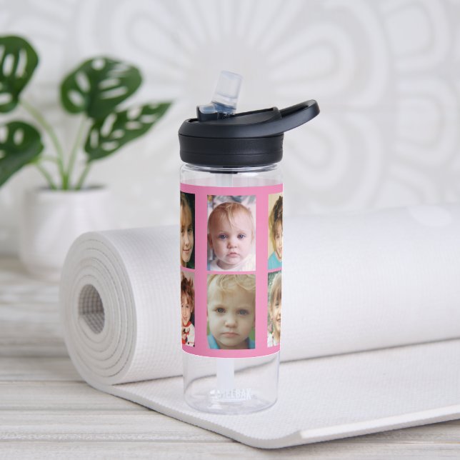 Simple add 10 photo collage pink water bottle (Yoga)