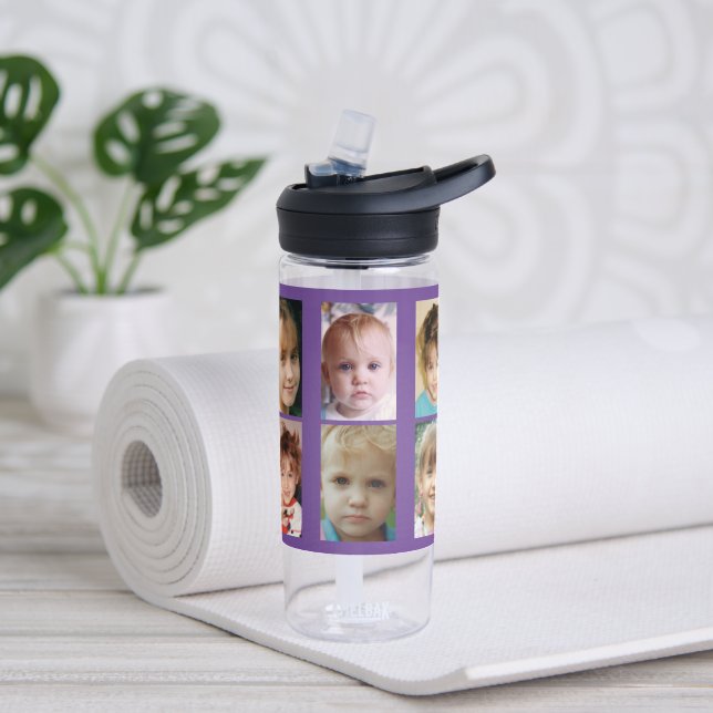 Simple add 10 photo collage purple water bottle (Yoga)