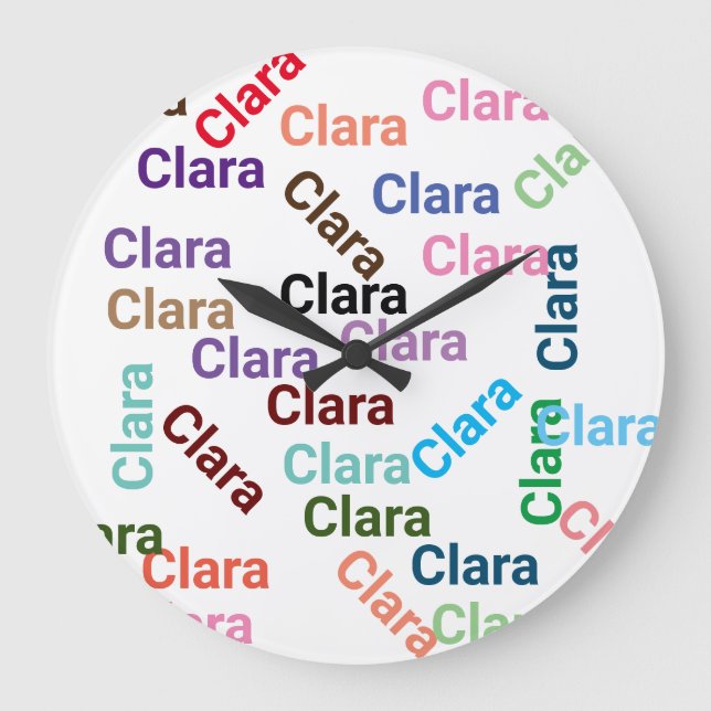 SIMPLE add name typography calligraphy colour name Large Clock (Front)