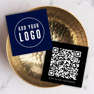 Simple Add Your Logo and QR Code Editable Colour Square Business Card