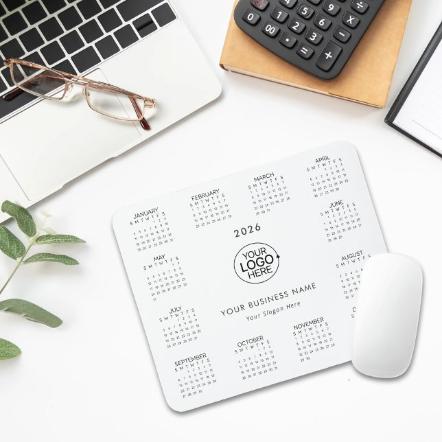 Simple Add Your Logo Typography Calendar 2026  Mouse Pad (Simple Add Your Logo Typography Calendar 2026 Mouse Pad)