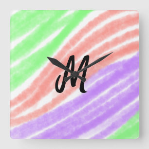 Simple add your name text Customize monogram Poste Square Wall Clock