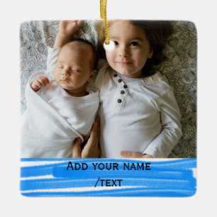 simple add your photo text colourful stars texture ceramic ornament